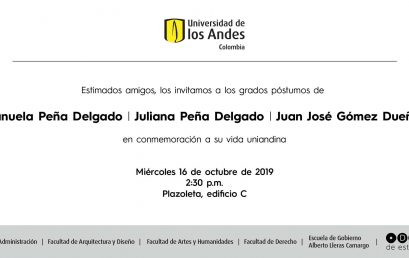 Grados póstumos de Manuela y Juliana Peña Delgado, y Juan José Gómez Dueñas