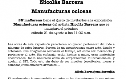 Exposición: Manufacturas ociosas de Nicolás Barrera