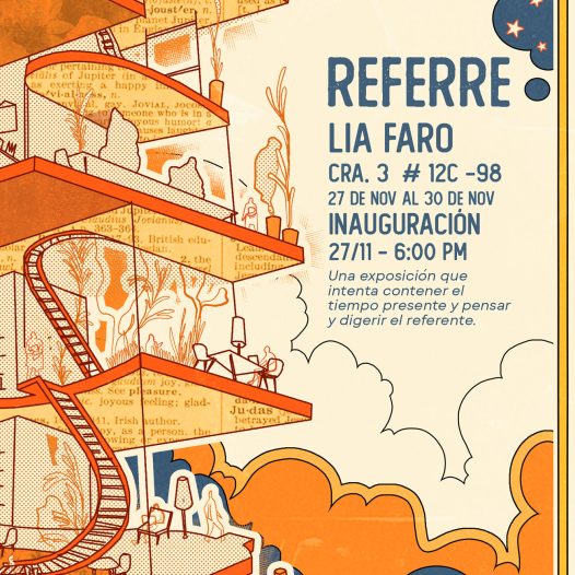 Les extendemos una cordial invitación este 27 de noviembre a las 6:00 p. m. para la inauguración de Referre, una exposición que intenta contener el tiempo presente y pensar y digerir el referente. Esta muestra presenta las obras desarrolladas por los estudiantes del Taller Inter Áreas y se estructura en dos momentos distribuidos por piso.